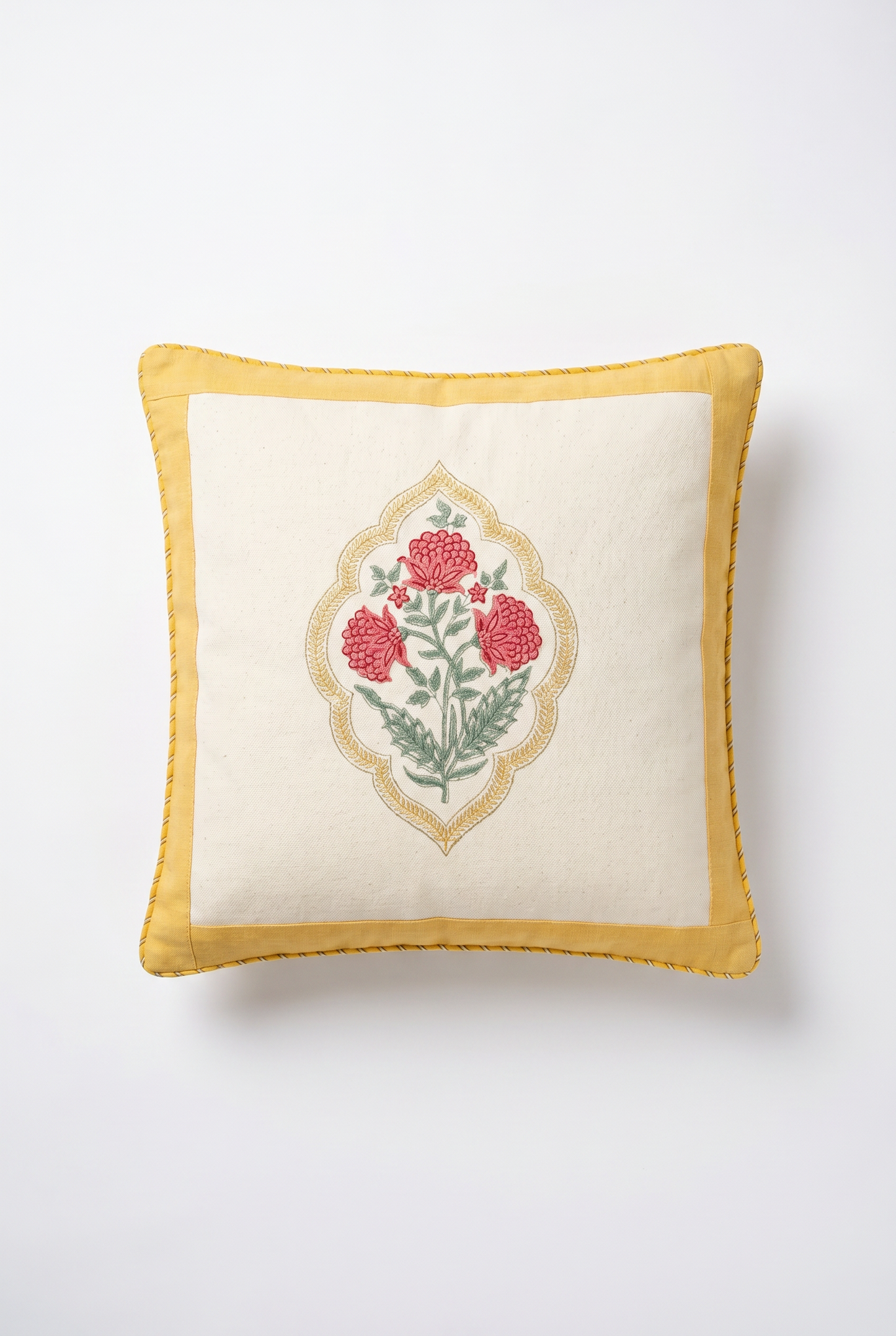 Rose Medallion — Hand-Block Cotton Cushion Cover — photo 2