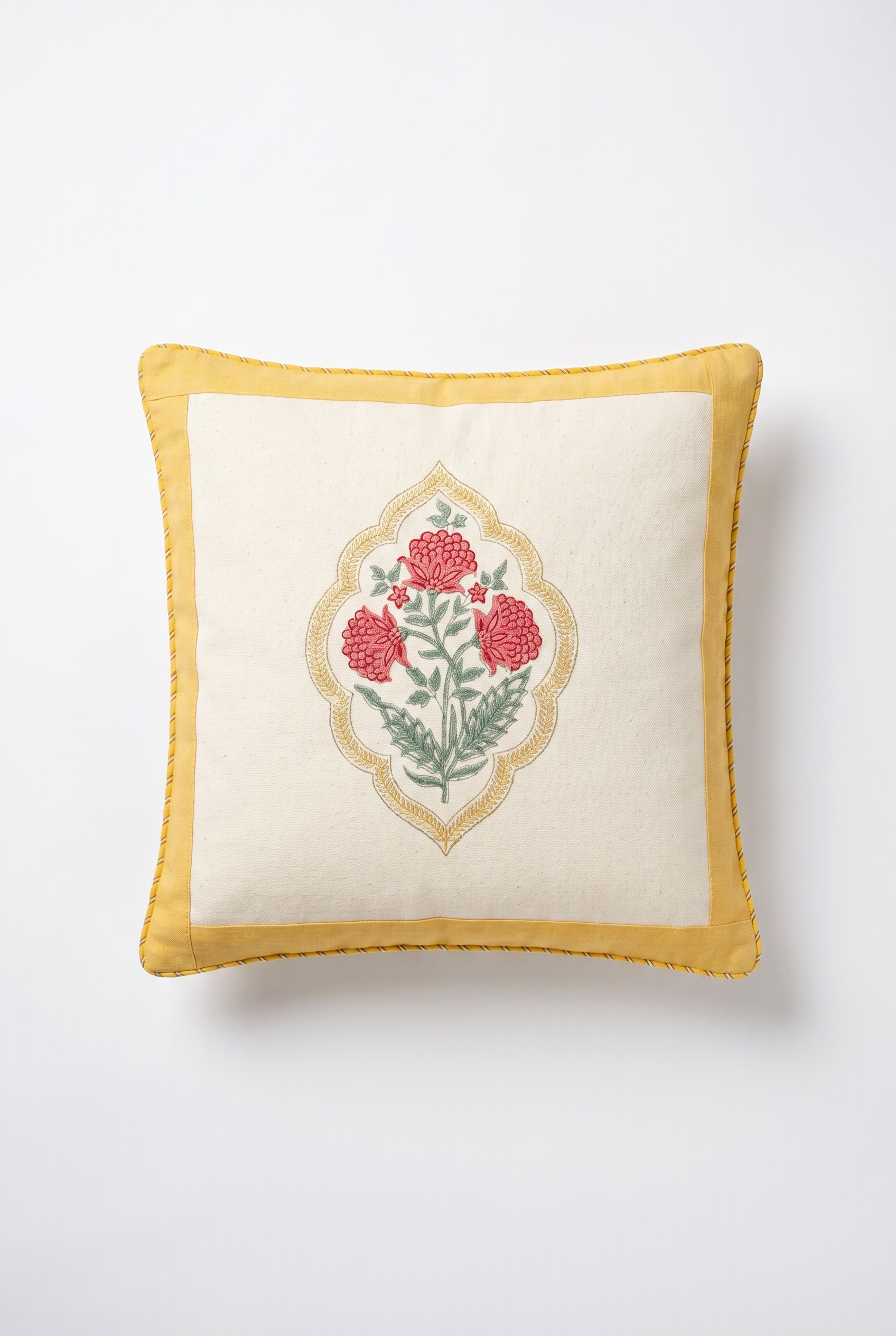 Rose Medallion — Hand-Block Cotton Cushion Cover — photo 2