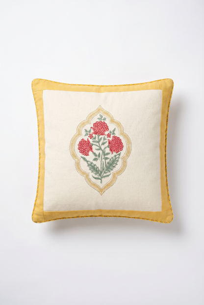 Rose Medallion — Hand-Block Cotton Cushion Cover — photo 2