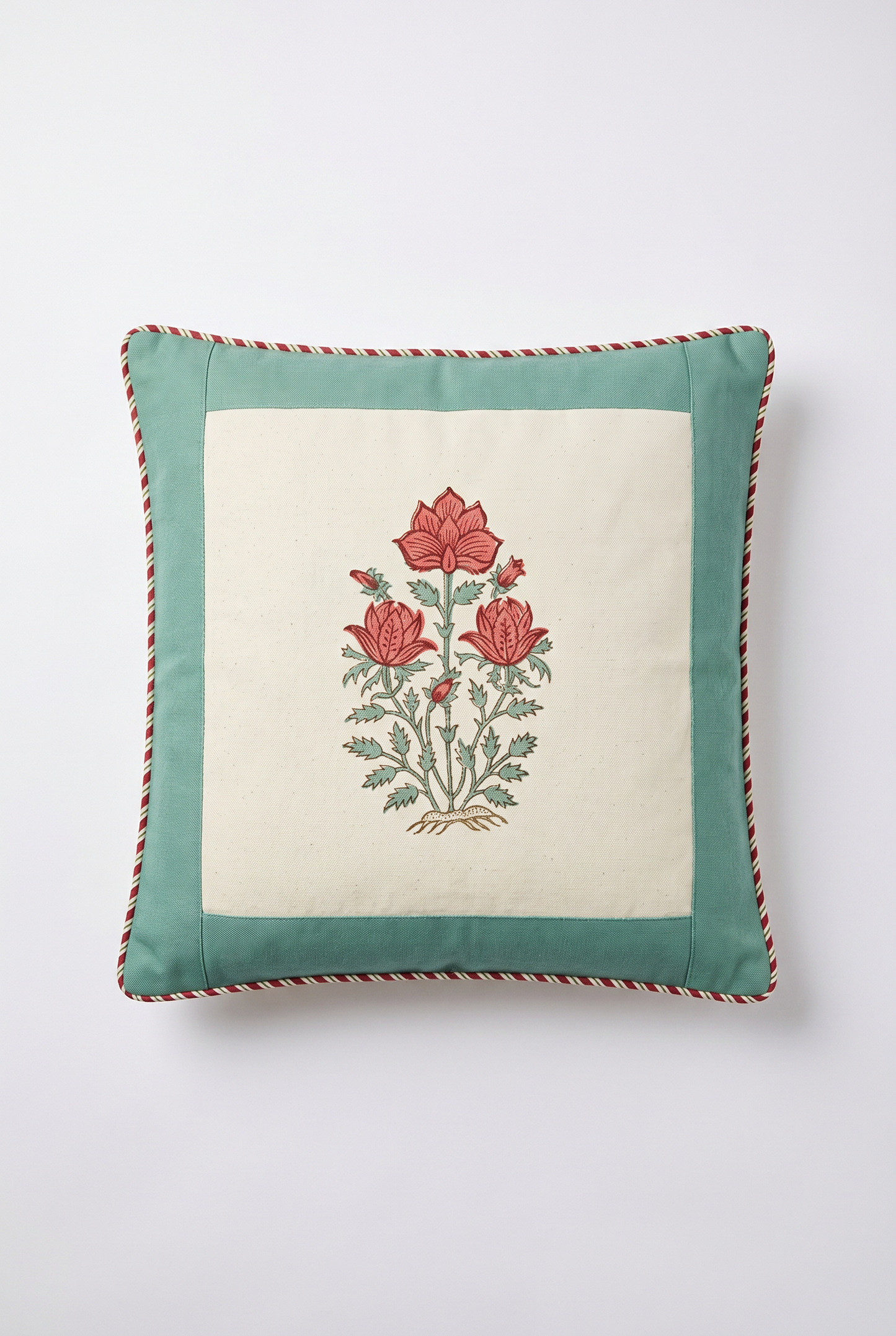 Coral Vine — Hand-Block Cotton Cushion Cover — photo 3
