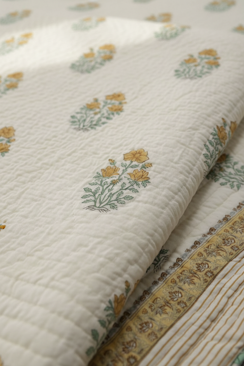 Honey Sprig — Reversible Hand-Block Cotton Quilt — photo 3