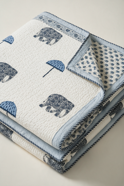 Indigo Caravan — Reversible Quilted Bed Cover Set — photo 2