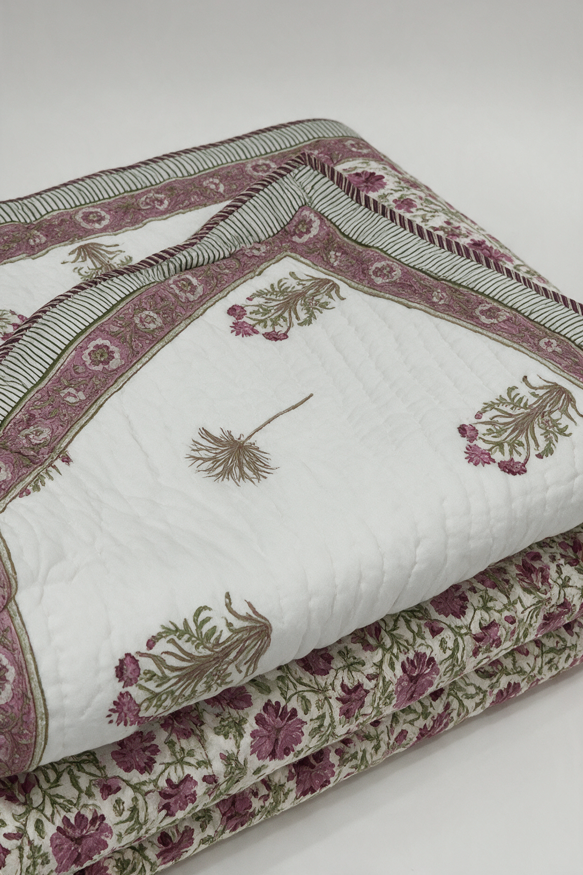 Lilac Sprig — Reversible Hand-Block Cotton Quilt — photo 1