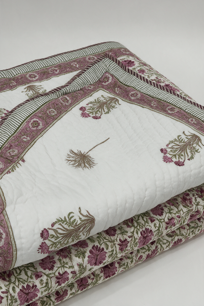 Lilac Sprig — Reversible Hand-Block Cotton Quilt — photo 1