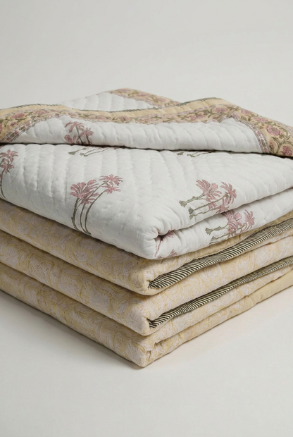 Lily Charm — Reversible Hand-Block Cotton Quilt — photo 1