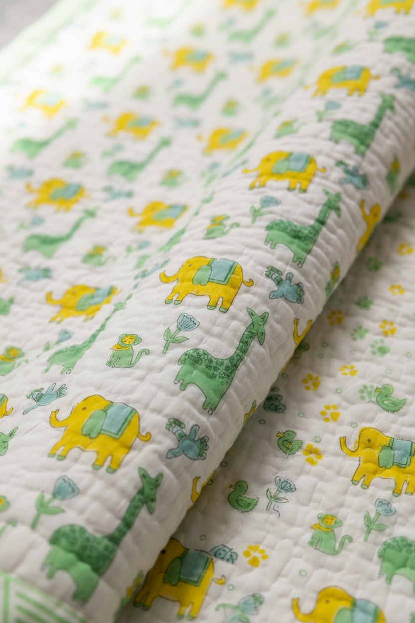 Little Zoo — Hand-Block Cotton Baby Quilt — photo 3