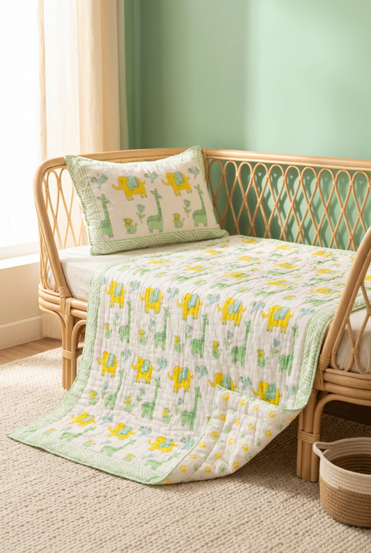 Little Zoo — Hand-Block Cotton Baby Quilt — photo 2