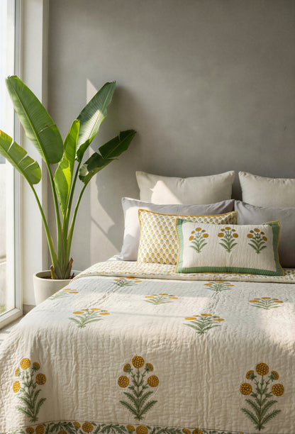 Marigold Sonnet — Reversible Quilted Bed Cover Set — photo 3