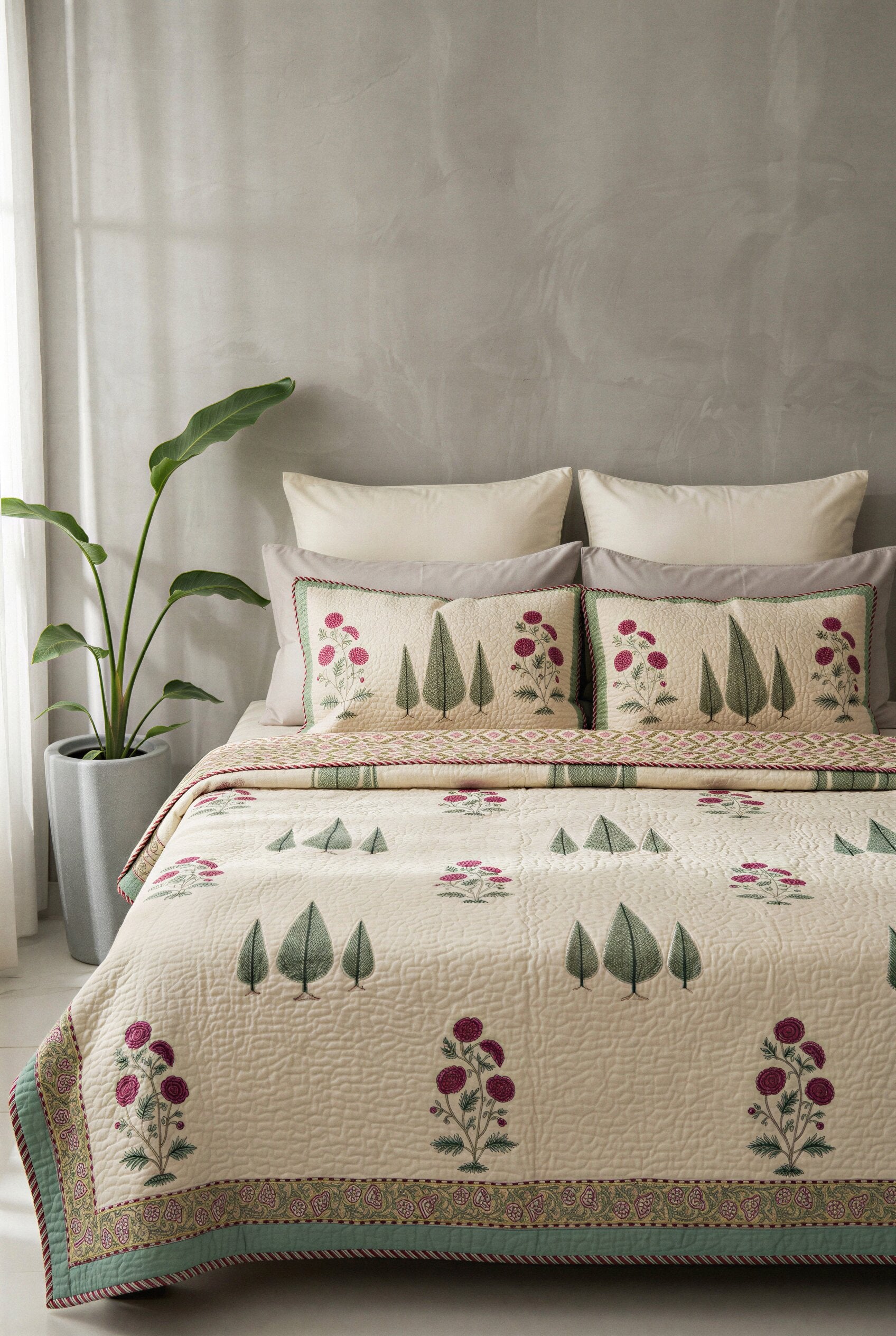Cypress Bloom — Reversible Quilted Bed Cover Set — photo 1