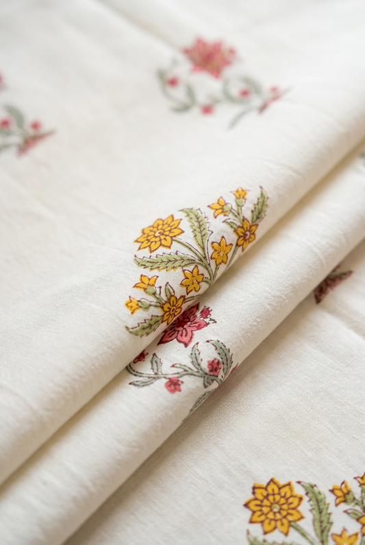 Honey Drift — Hand-Block Cotton Curtain Pair — photo 2