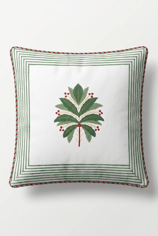 Botanical Leaf — Hand-Block Cotton Cushion Cover — photo 1