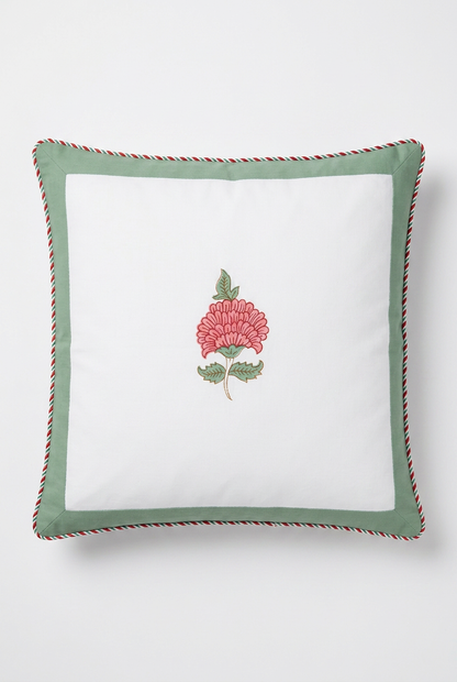 Carnation Charm — Hand-Block Cotton Cushion Cover — photo 1