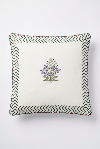 Lavender Spray — Hand-Block Cotton Cushion Cover — photo 1
