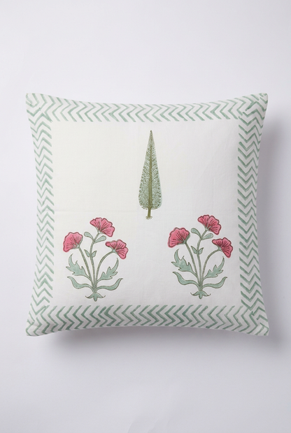 Carnation Cypress — Hand-Block Cotton Cushion Cover — photo 1
