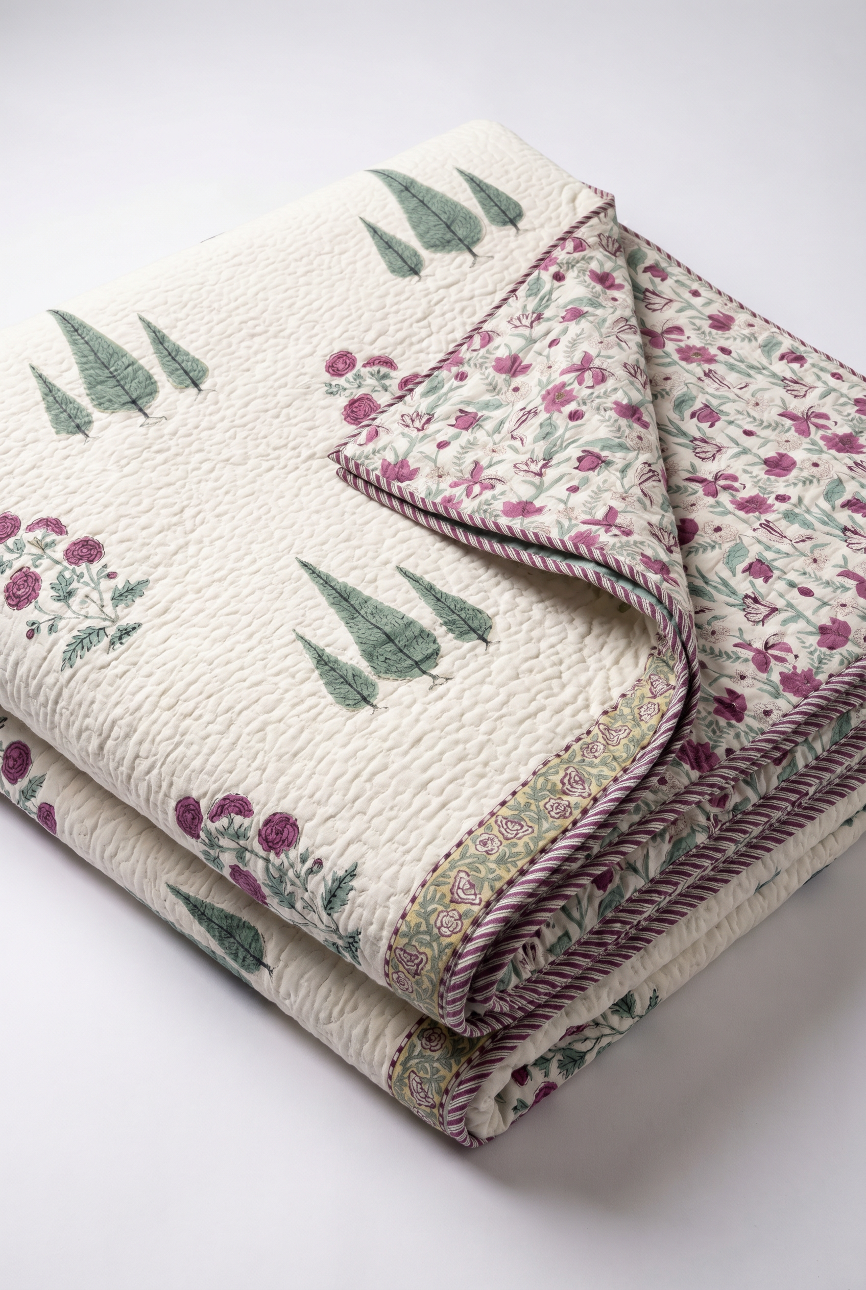 Cypress Bloom — Reversible Quilted Bed Cover Set — photo 2