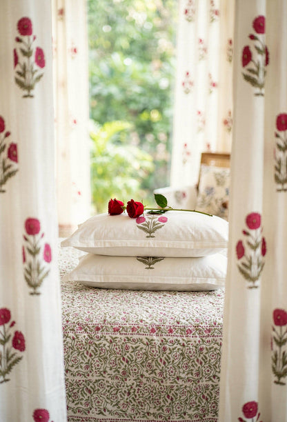 Ruby Cluster — Hand-Block Cotton Curtain Pair — photo 3