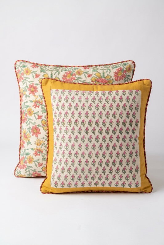Pink Booti — Hand-Block Cotton Cushion Cover — photo 3