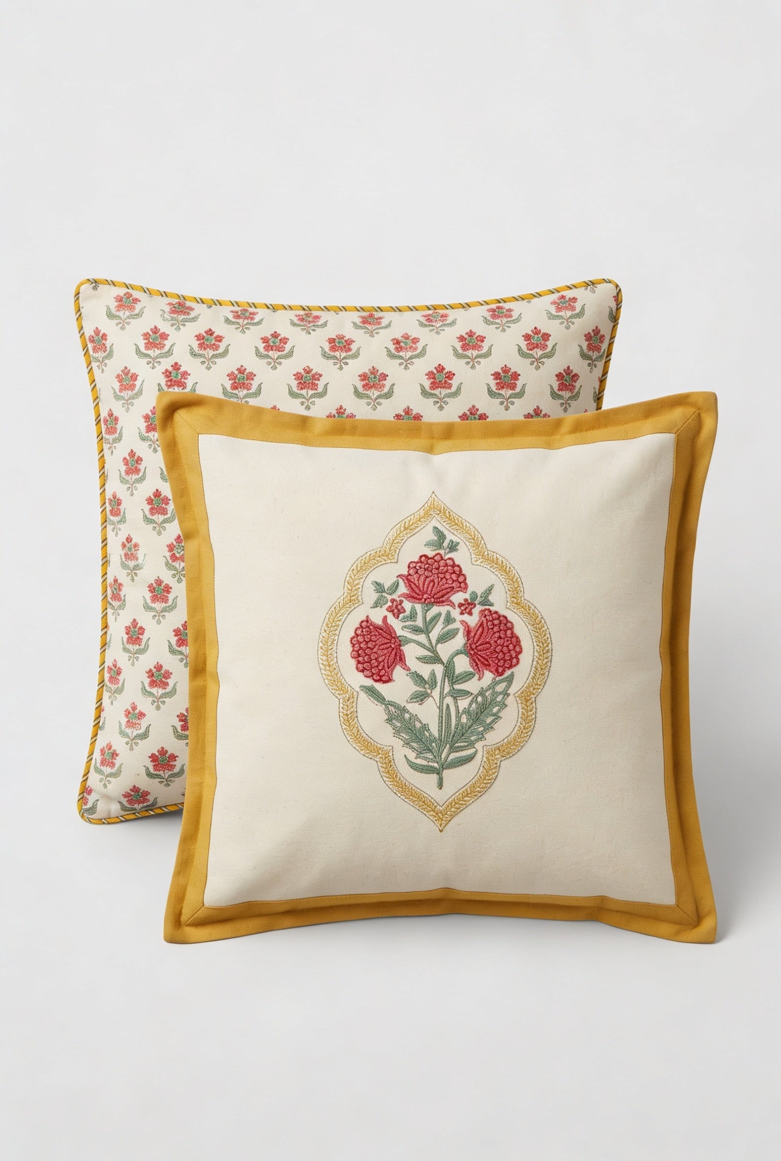 Rose Medallion — Hand-Block Cotton Cushion Cover — photo 4