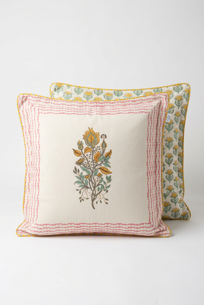Wildflower Spray — Hand-Block Cotton Cushion Cover — photo 4