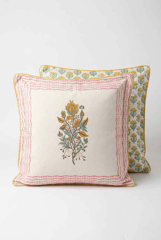 Wildflower Spray — Hand-Block Cotton Cushion Cover — photo 4