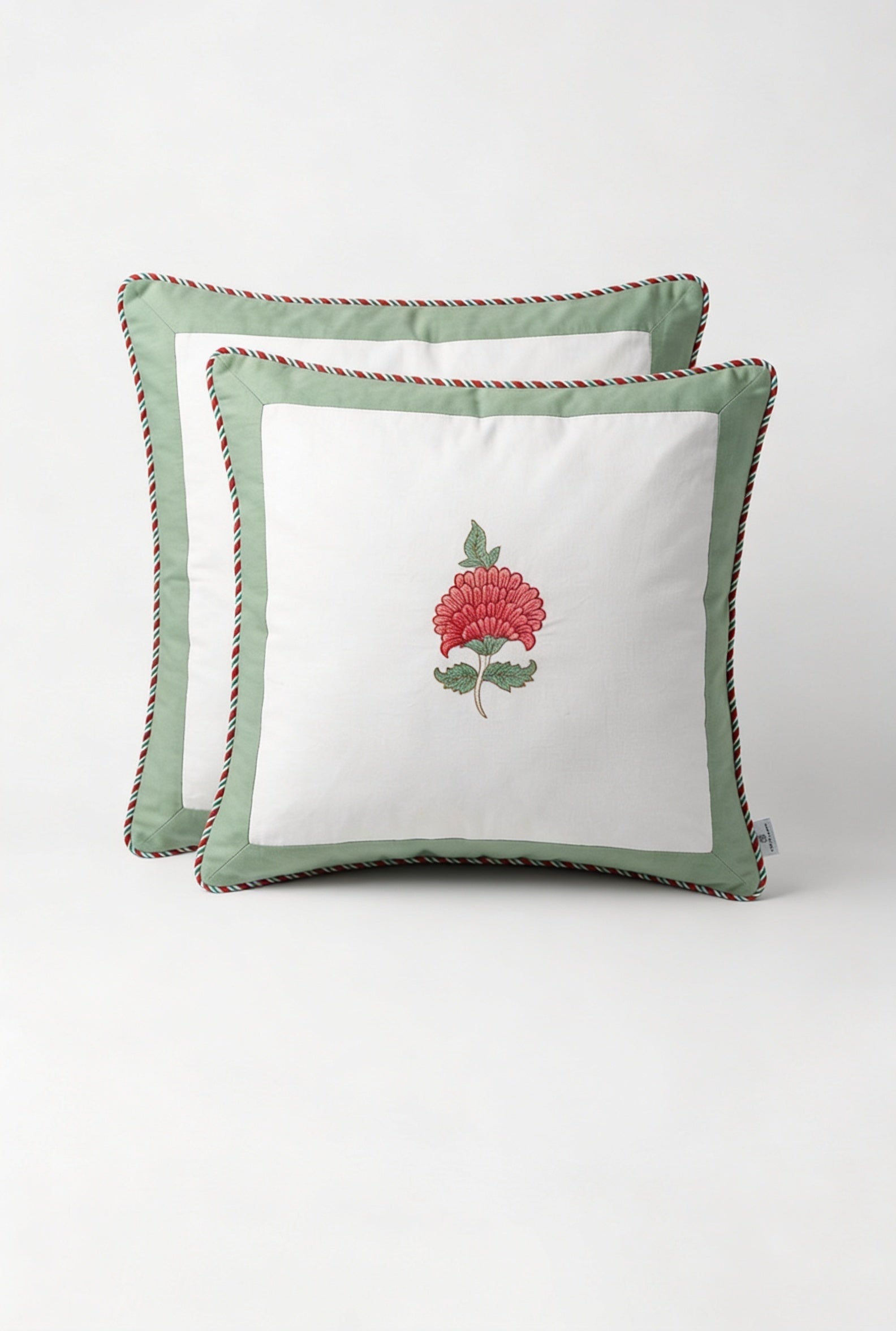 Carnation Charm — Hand-Block Cotton Cushion Cover — photo 2