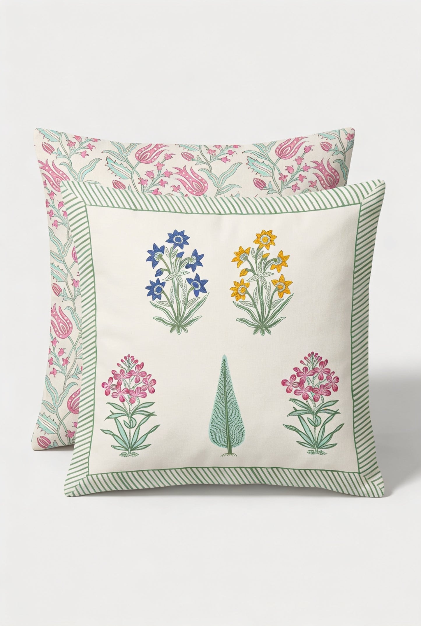 Wildflower Medley — Hand-Block Cotton Cushion Cover — photo 3