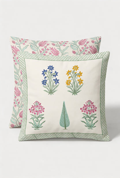 Wildflower Medley — Hand-Block Cotton Cushion Cover — photo 3