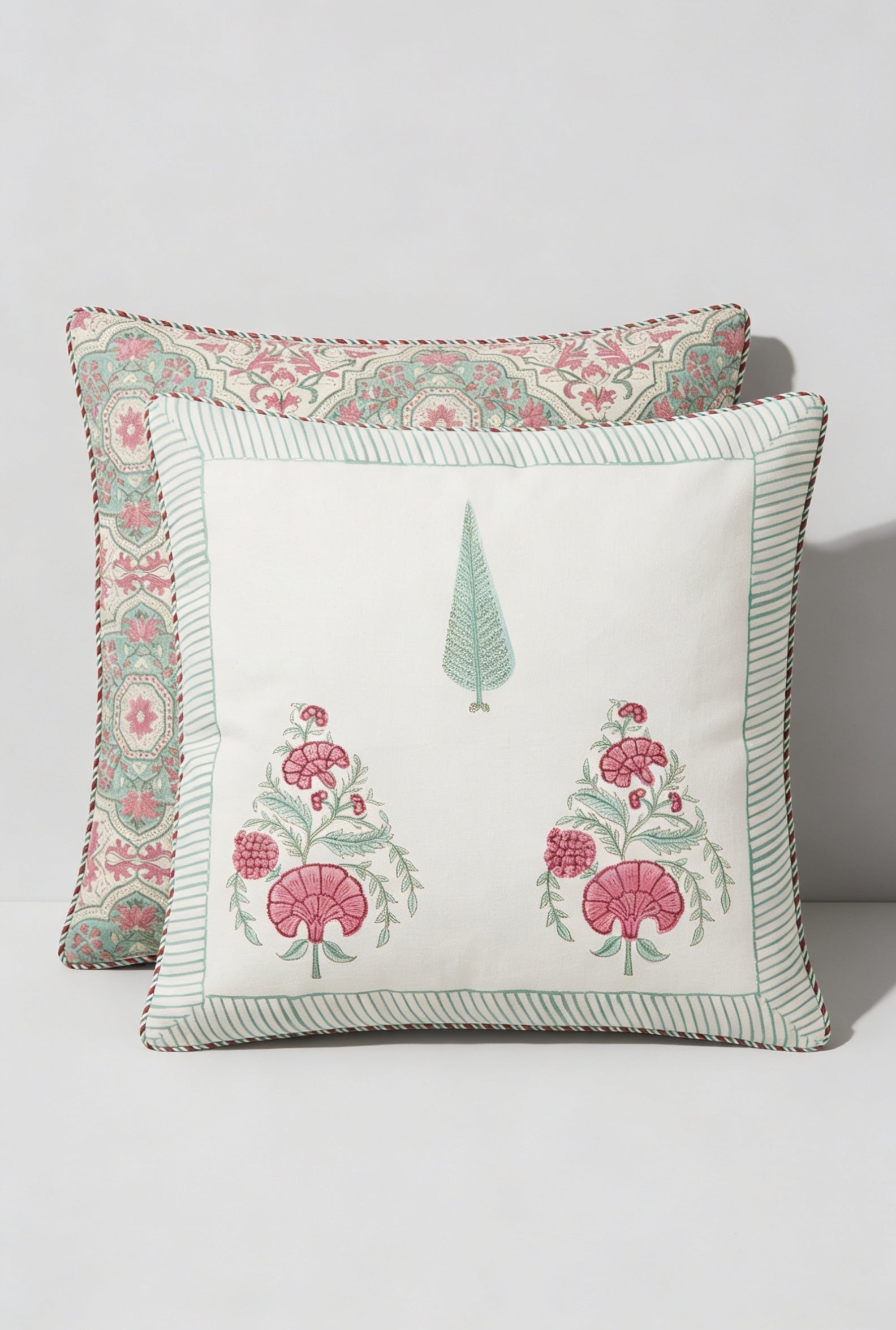 Rose Mughal — Hand-Block Cotton Cushion Cover — photo 3
