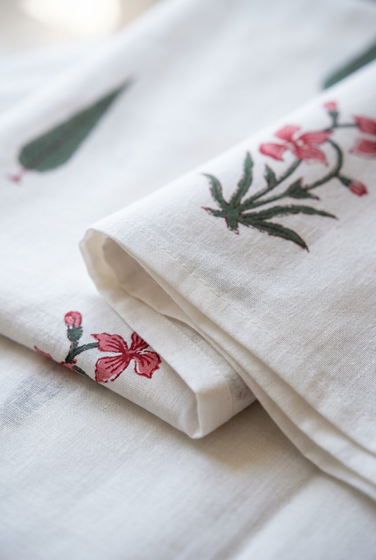 Pink Trail — Hand-Block Cotton Curtain Pair — photo 4