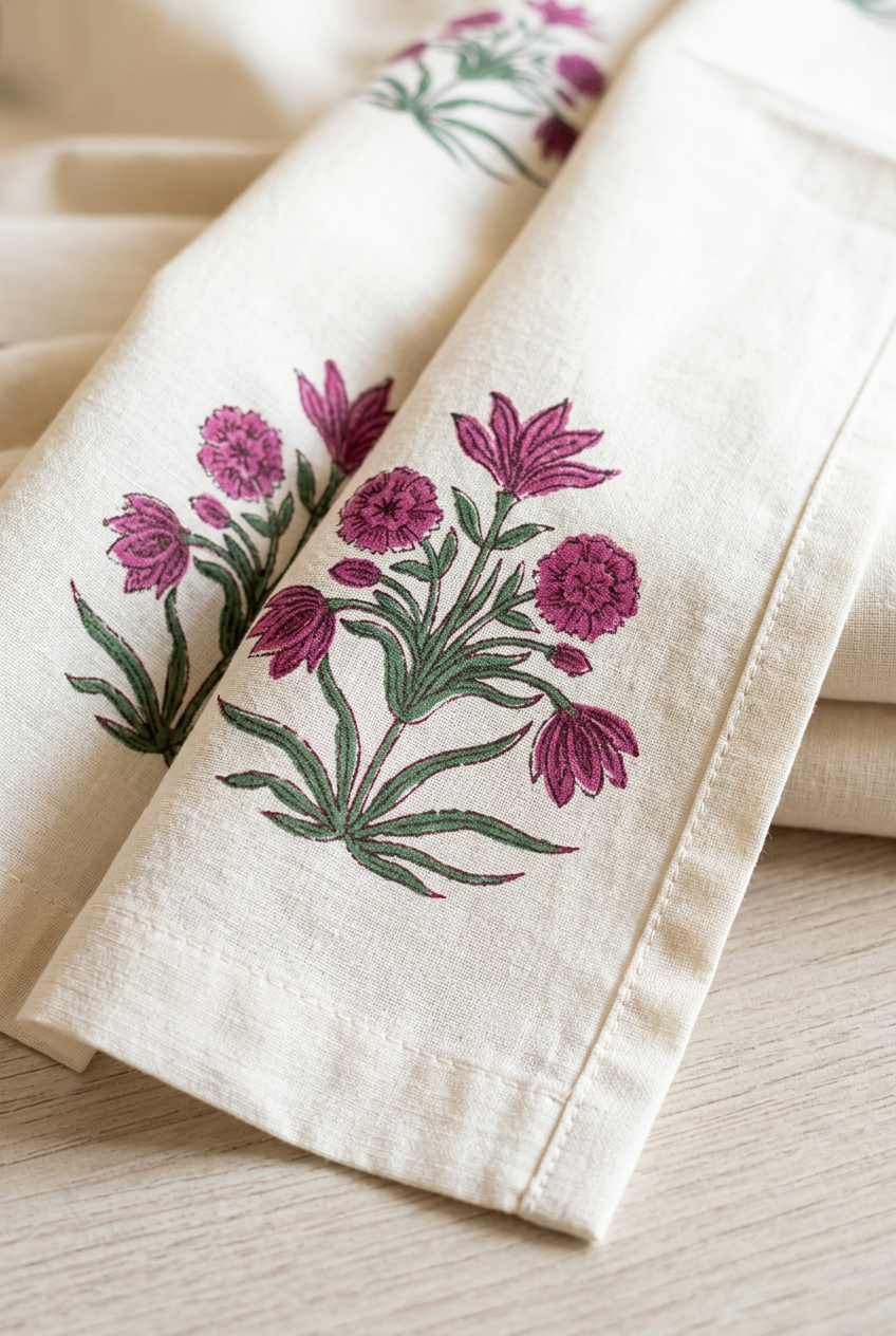 Garden Arches — Hand-Block Cotton Curtain Pair — photo 3