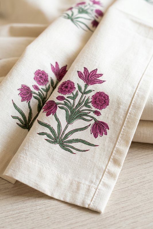 Garden Arches — Hand-Block Cotton Curtain Pair — photo 3