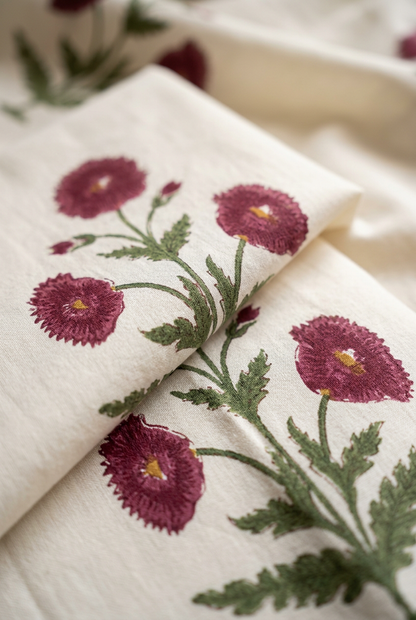Ruby Cluster — Hand-Block Cotton Curtain Pair — photo 4