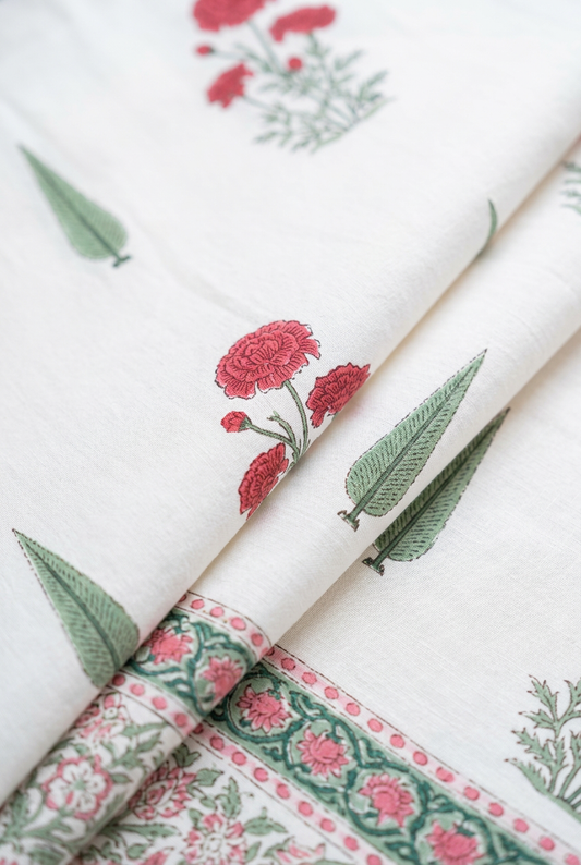 Carnation Arches — Hand-Block Cotton Curtain Pair — photo 4