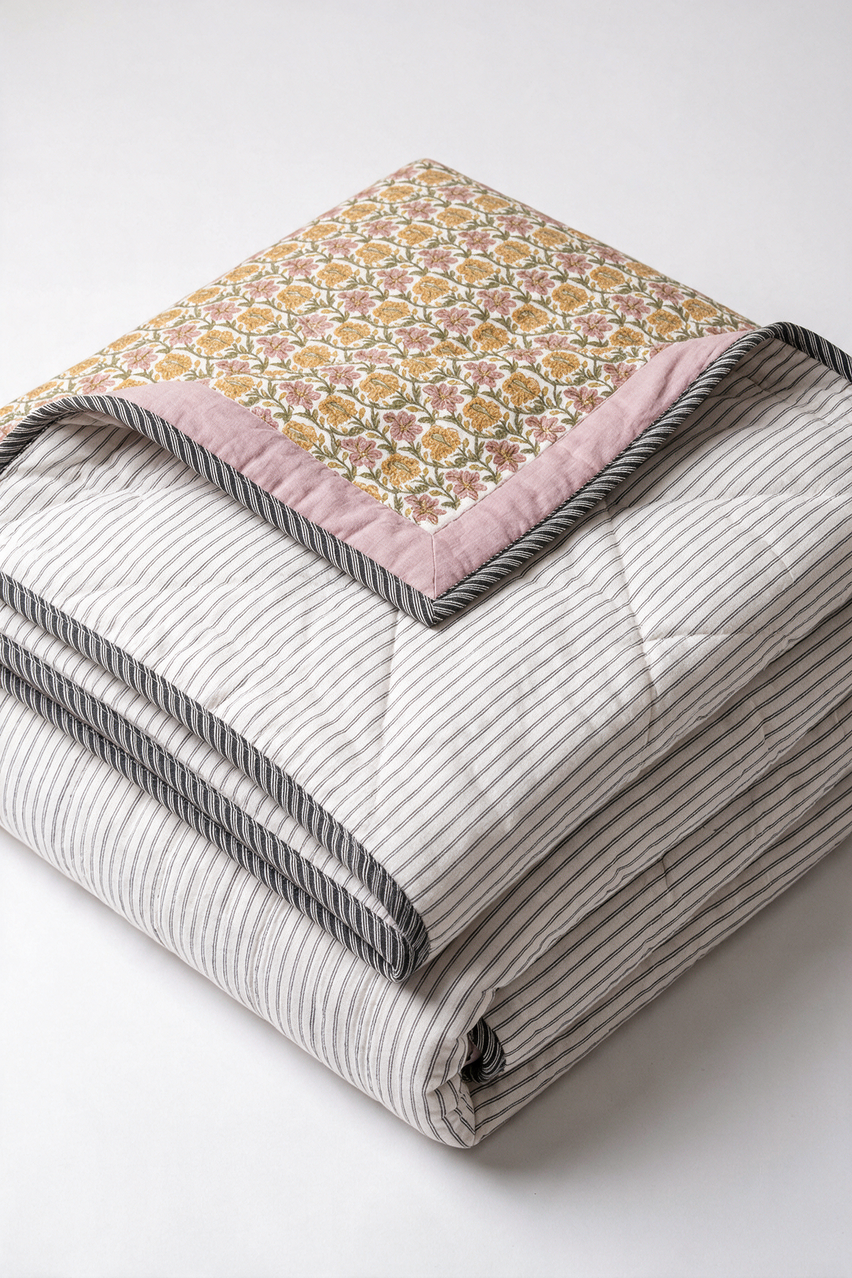 Marigold Vine — Reversible Hand-Block Cotton Quilt — photo 1