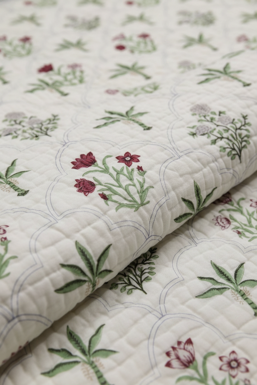 Palm Arches — Reversible Hand-Block Cotton Quilt — photo 3