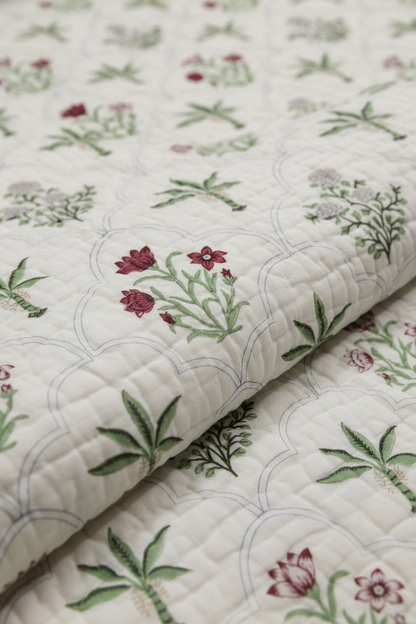 Palm Arches — Reversible Hand-Block Cotton Quilt — photo 3
