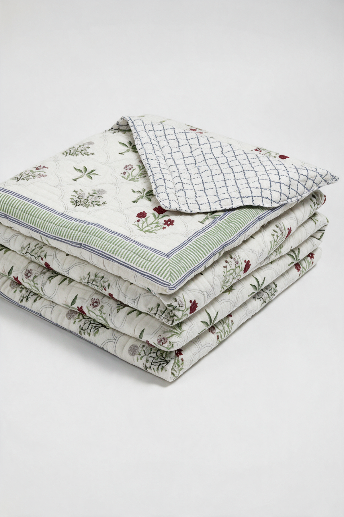 Palm Arches — Reversible Hand-Block Cotton Quilt — photo 1