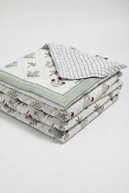 Palm Arches — Reversible Hand-Block Cotton Quilt — photo 1