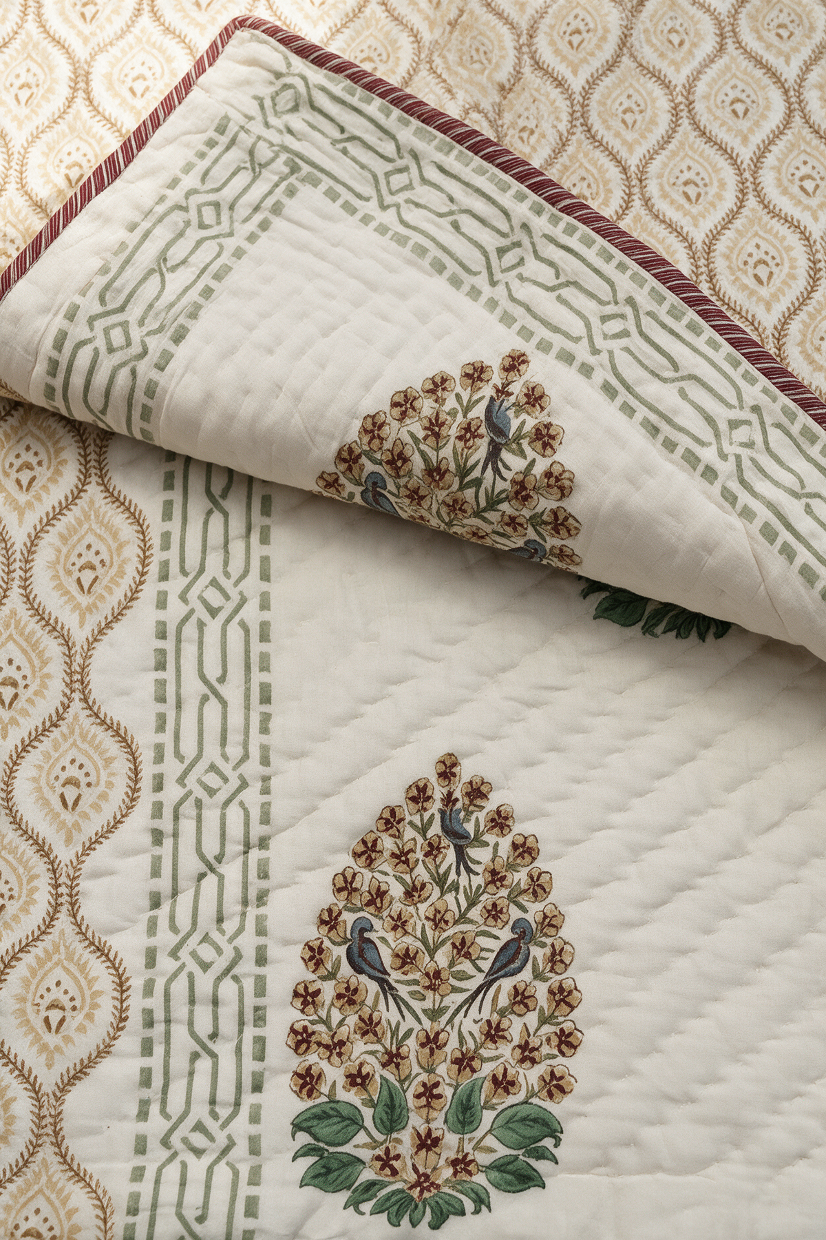 Parrot Paisley — Reversible Hand-Block Cotton Quilt — photo 3