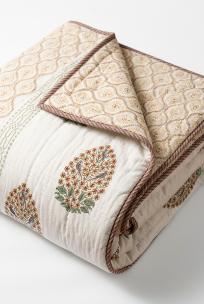 Parrot Paisley — Reversible Hand-Block Cotton Quilt — photo 1