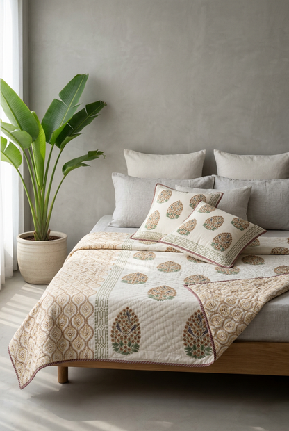 Parrot Paisley — Reversible Hand-Block Cotton Quilt — photo 2