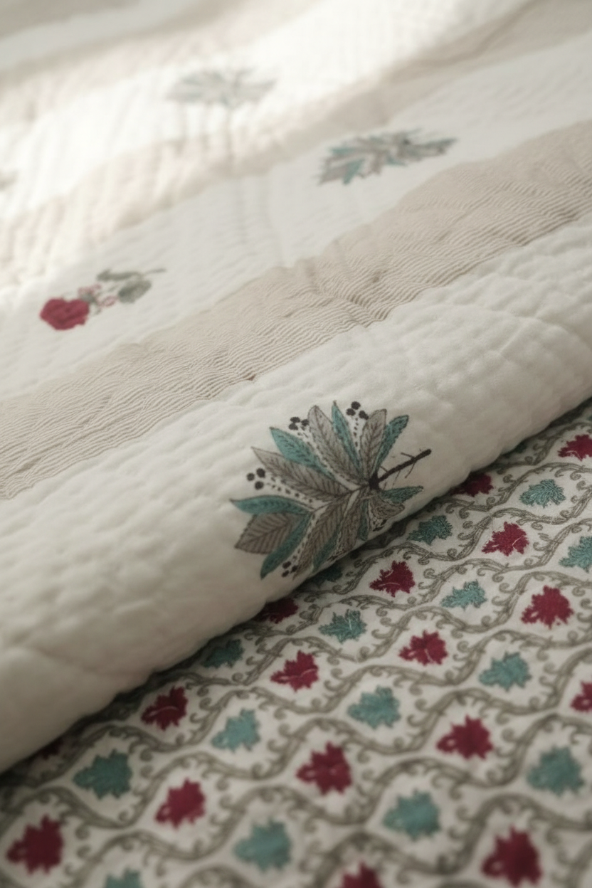 Ruby Rose — Reversible Hand-Block Cotton Quilt — photo 3