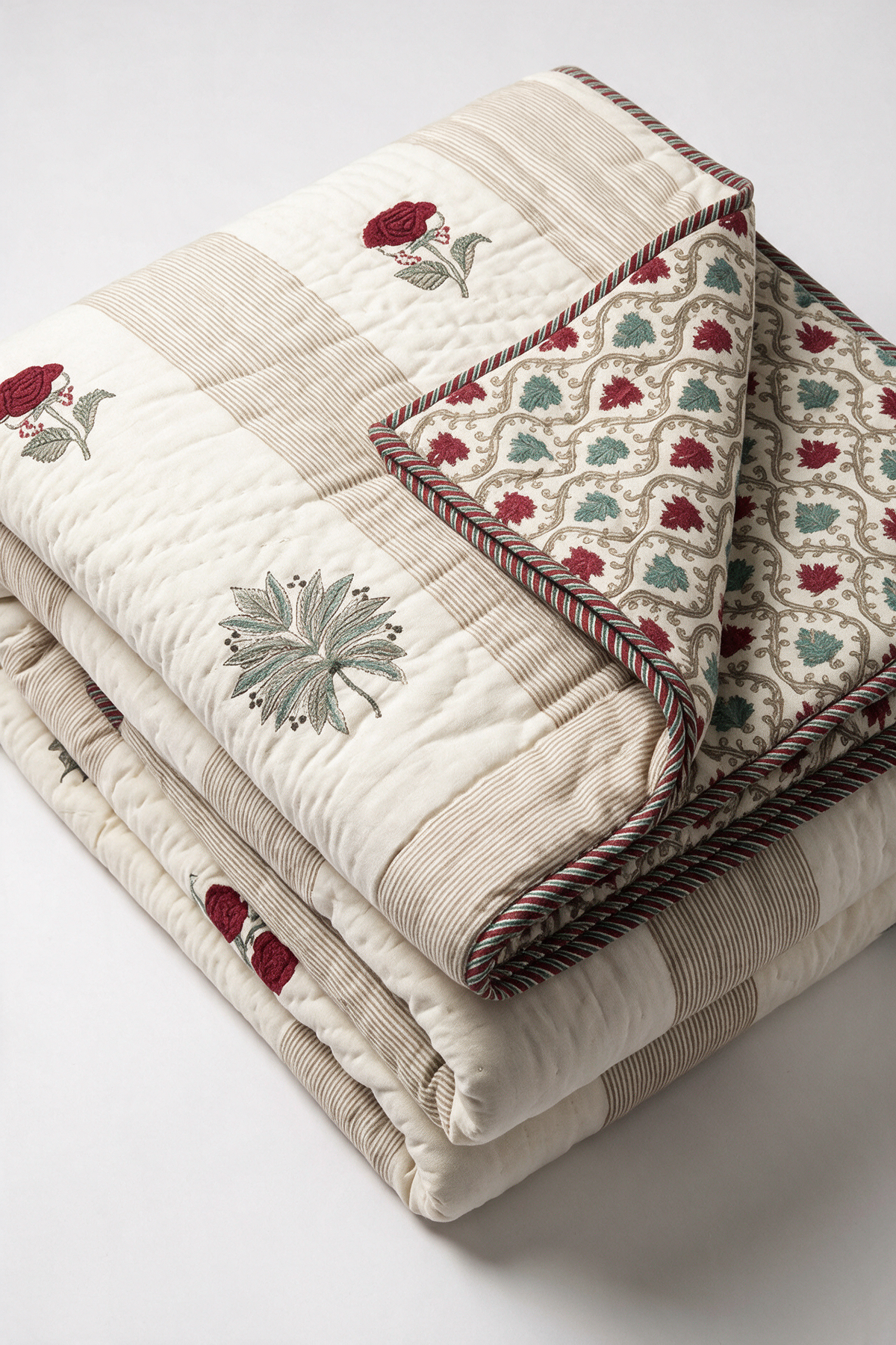 Ruby Rose — Reversible Hand-Block Cotton Quilt — photo 1