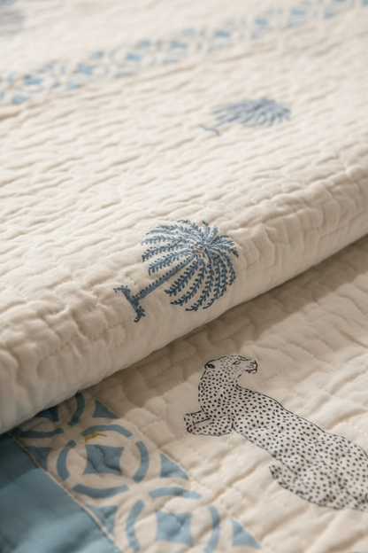 Safari Palm — Reversible Hand-Block Cotton Quilt — photo 3