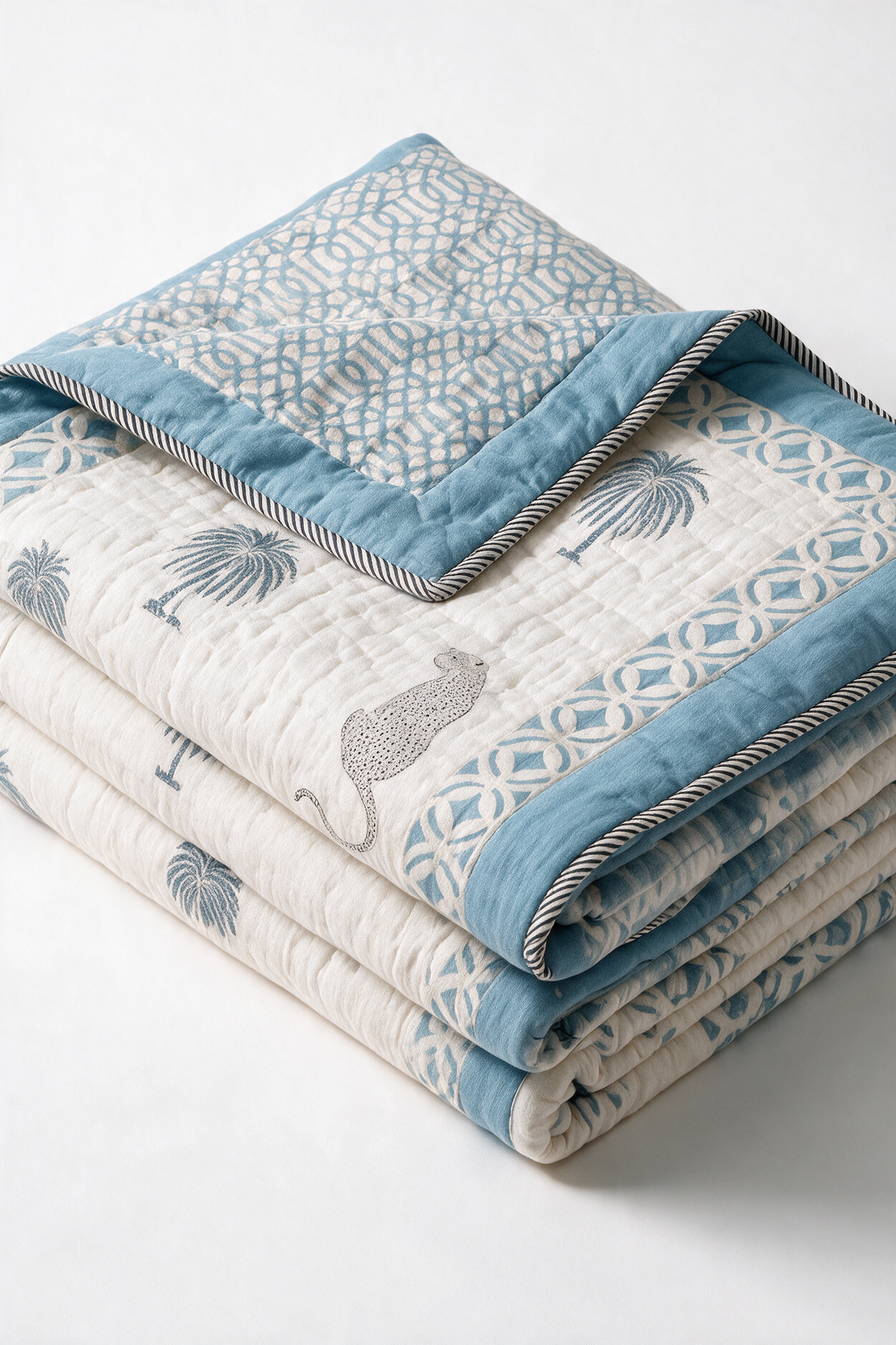 Safari Palm — Reversible Hand-Block Cotton Quilt — photo 1