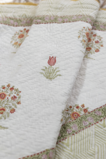Tulip Bouquet — Reversible Hand-Block Cotton Quilt — photo 3