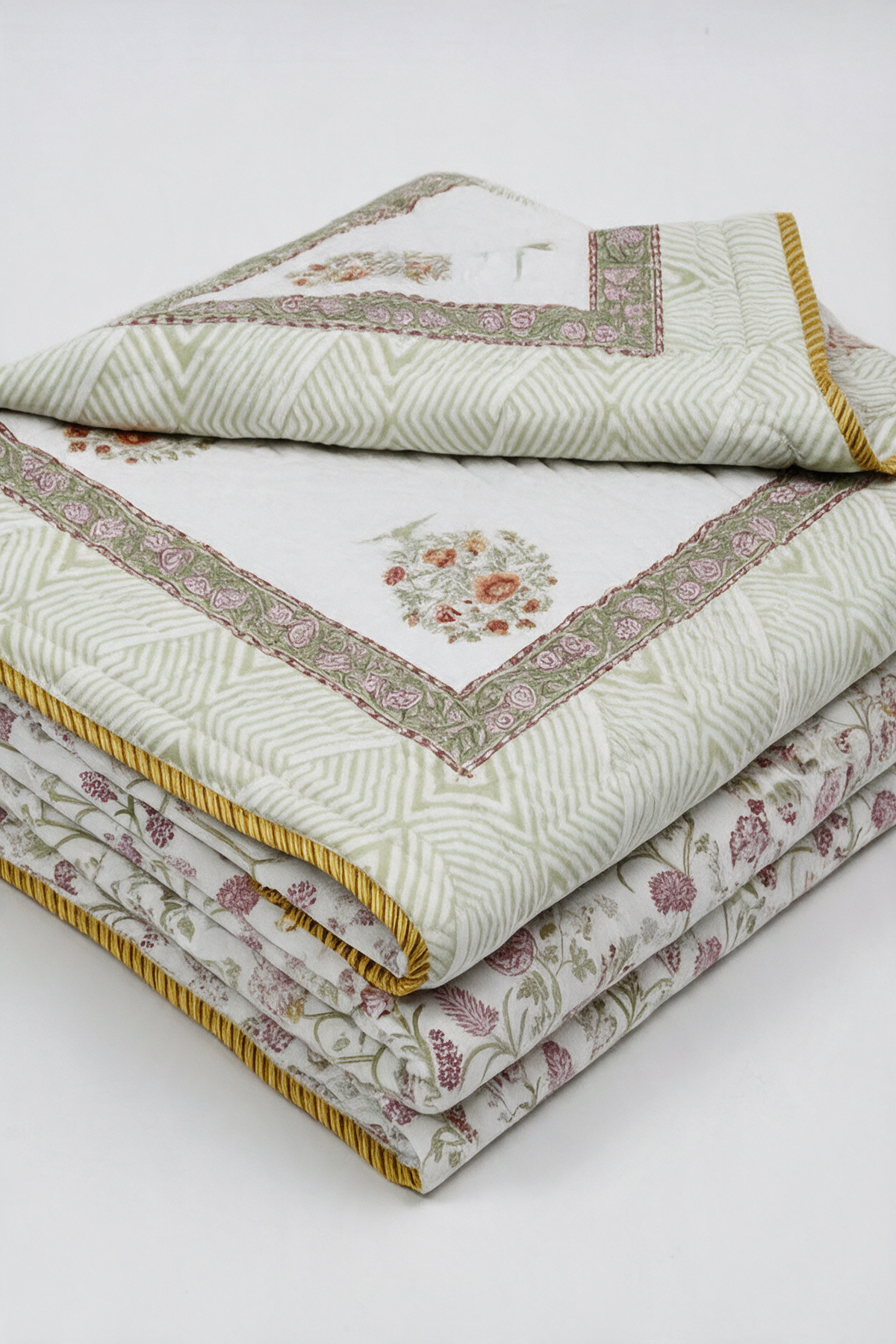 Tulip Bouquet — Reversible Hand-Block Cotton Quilt — photo 1